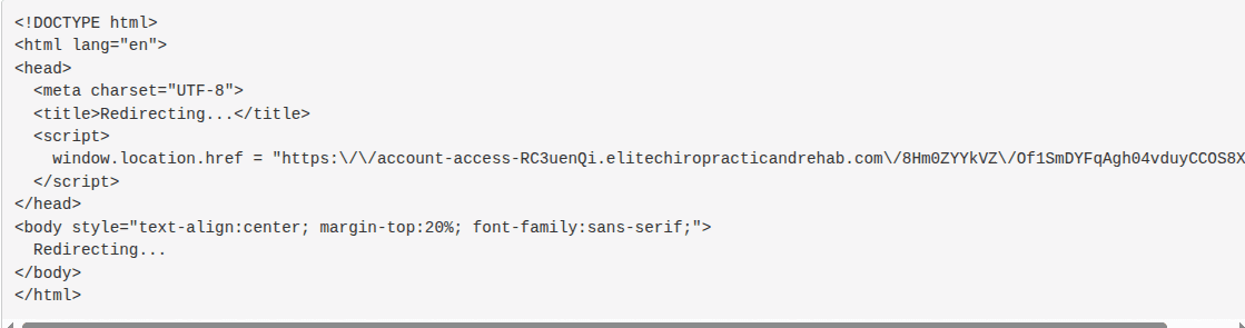 Figure 12 – Redirect to device code phishing page