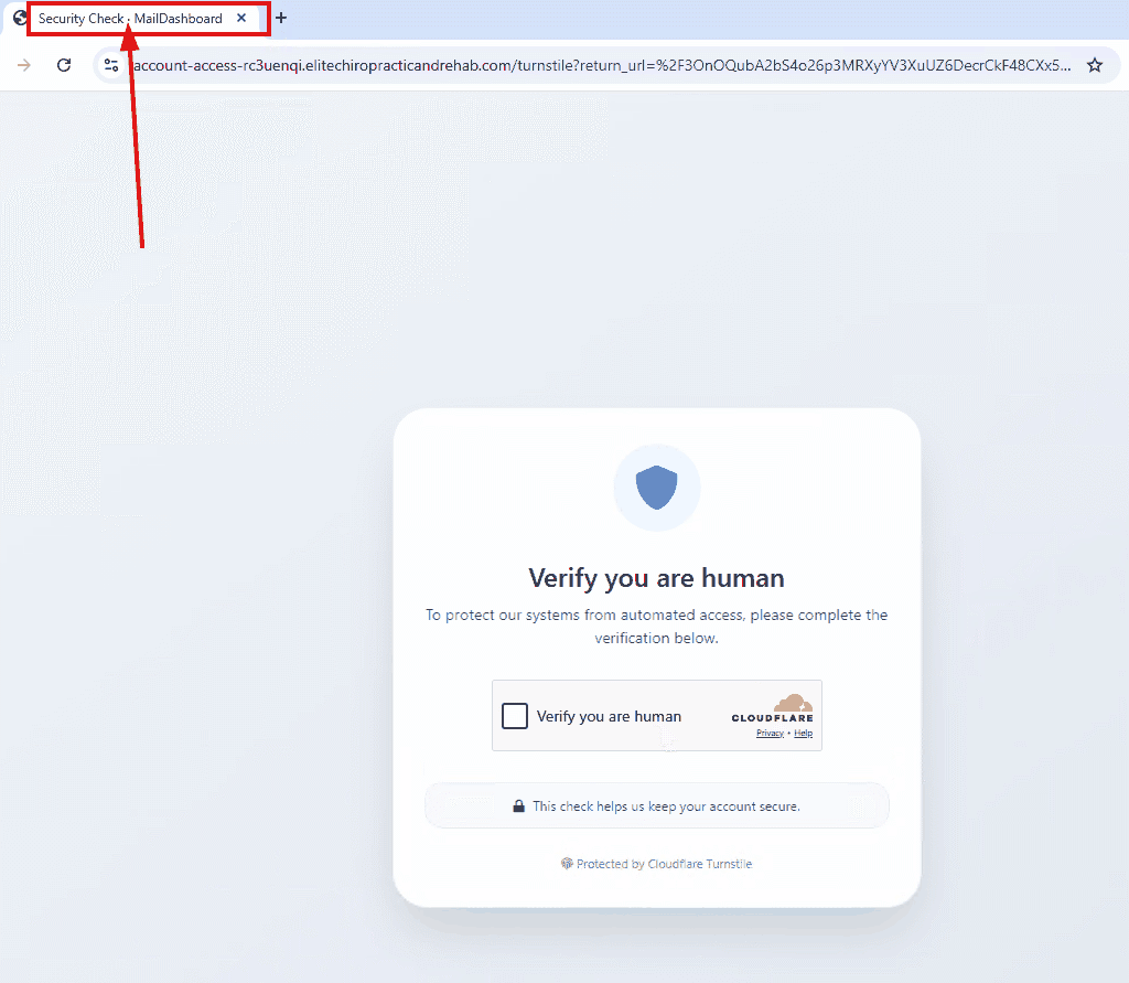 Figure 13 – Cloudflare Turnstile security gate served before the device code phishing page