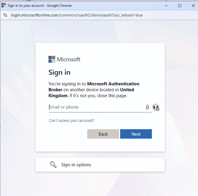 Figure 20 – Microsoft Authentication Broker consent prompt after MFA completion