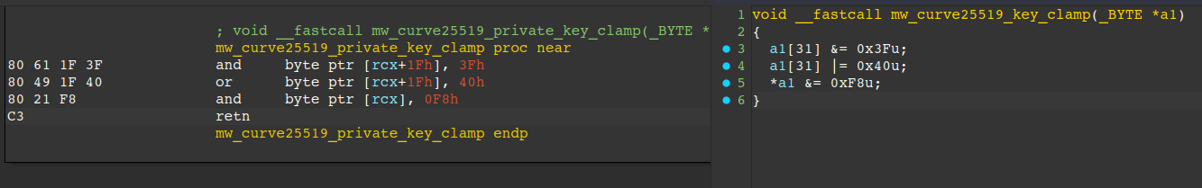 Figure 19 - X25519 private key clamping routine