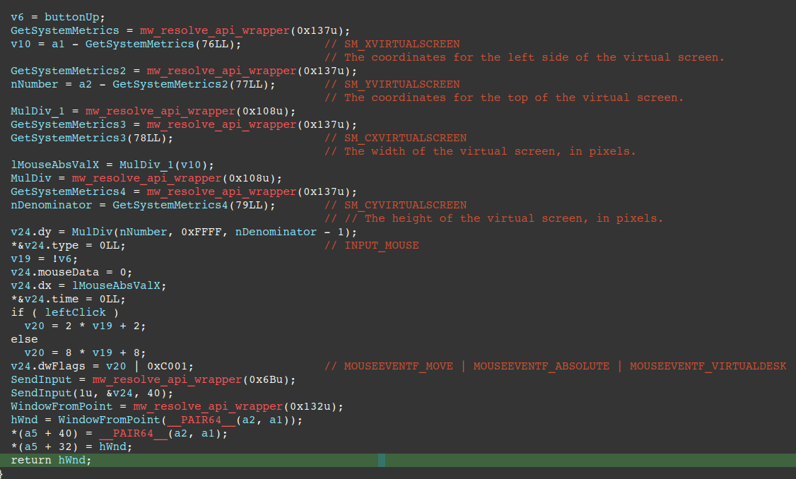 Figure 30 - Mouse input injection (mouse_input command)