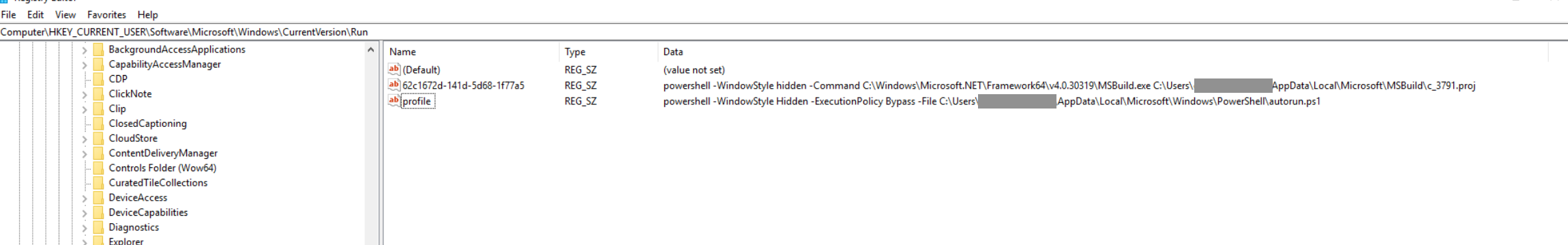 Figure 33 - HKCU Run entries
