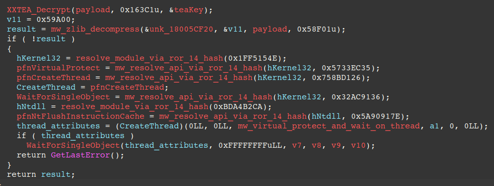 Figure 4 - Pseudo-code of unpacking routine in STX RAT loader