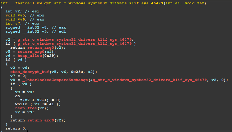 Figure 11 – Example XTEA wrapper function that handles allocation, decryption, and caching