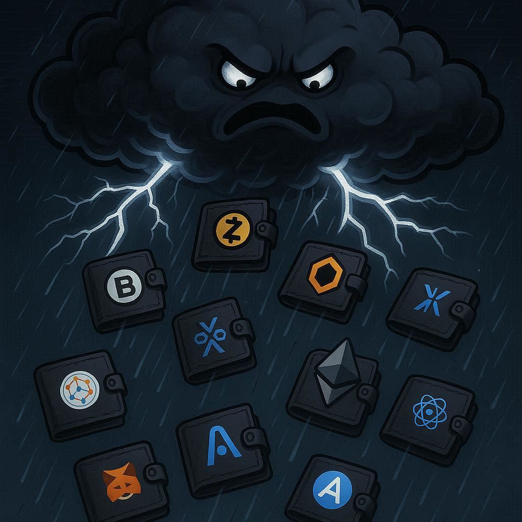 a Dark Cloud consuming crypto-wallets