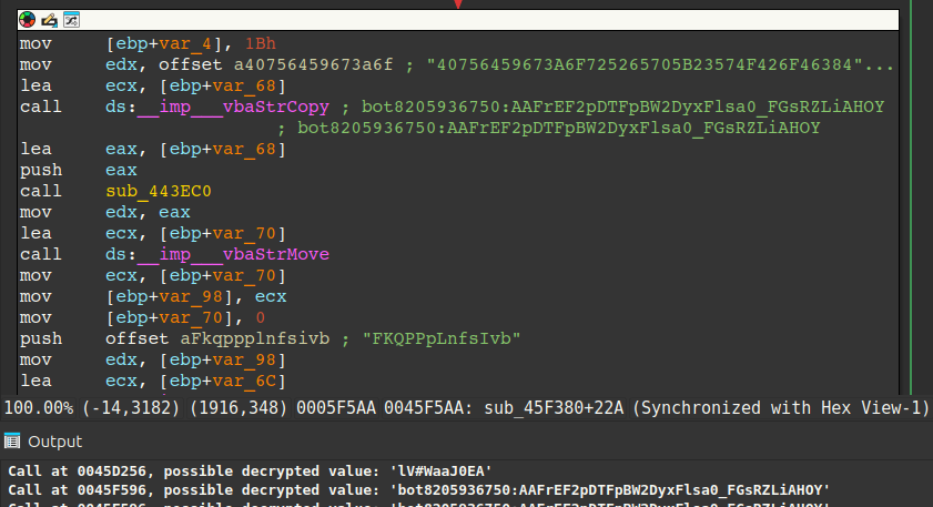 IDA Python script results