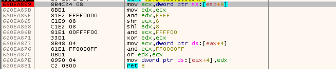 Key instructions of rtcRandomize