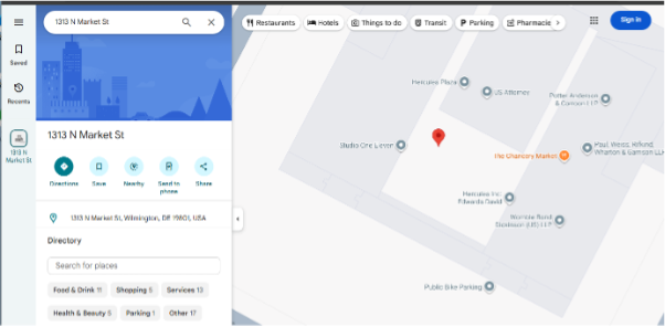 Figure 2.  Google Maps, showing that Caulton Consulting did not exist at the address listed on their website.
