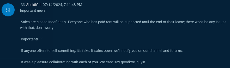 SheldIO closing sales prior to selling ACR Stealer source code