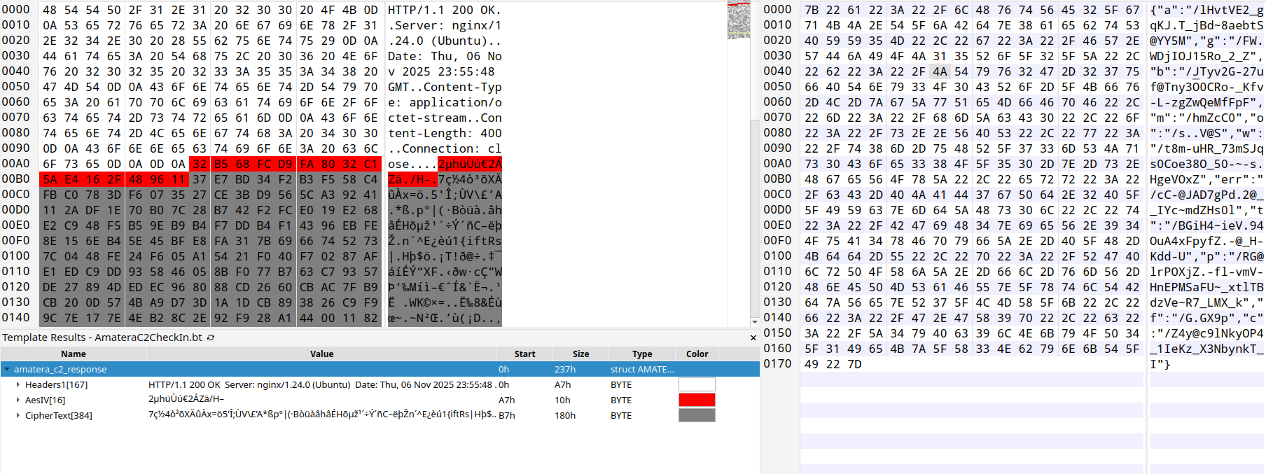Initial C2 response/decrypted response body (C2 endpoints)