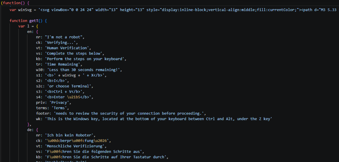 Figure 8 - Response from C2 containing ClickFix lure source code