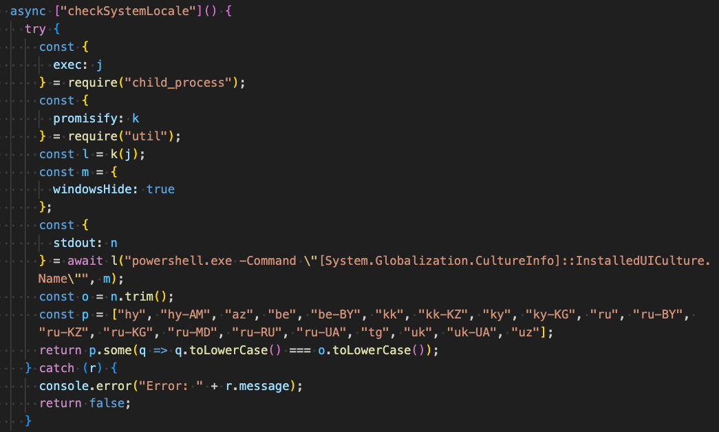 Figure 2 - CIS country check via PowerShell