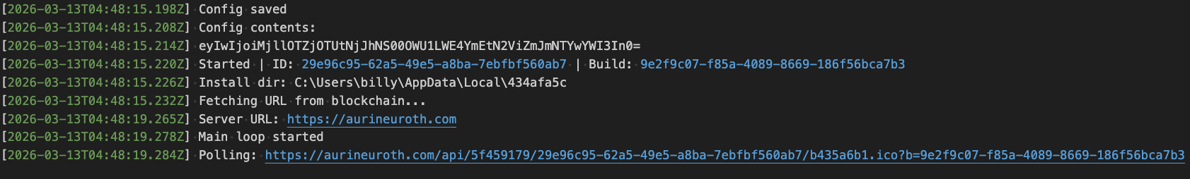 Figure 11 – Debug log