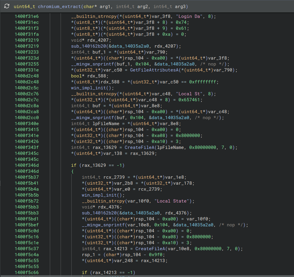 Figure 20 - Pseudo-code view after unflattening chromium_extract function