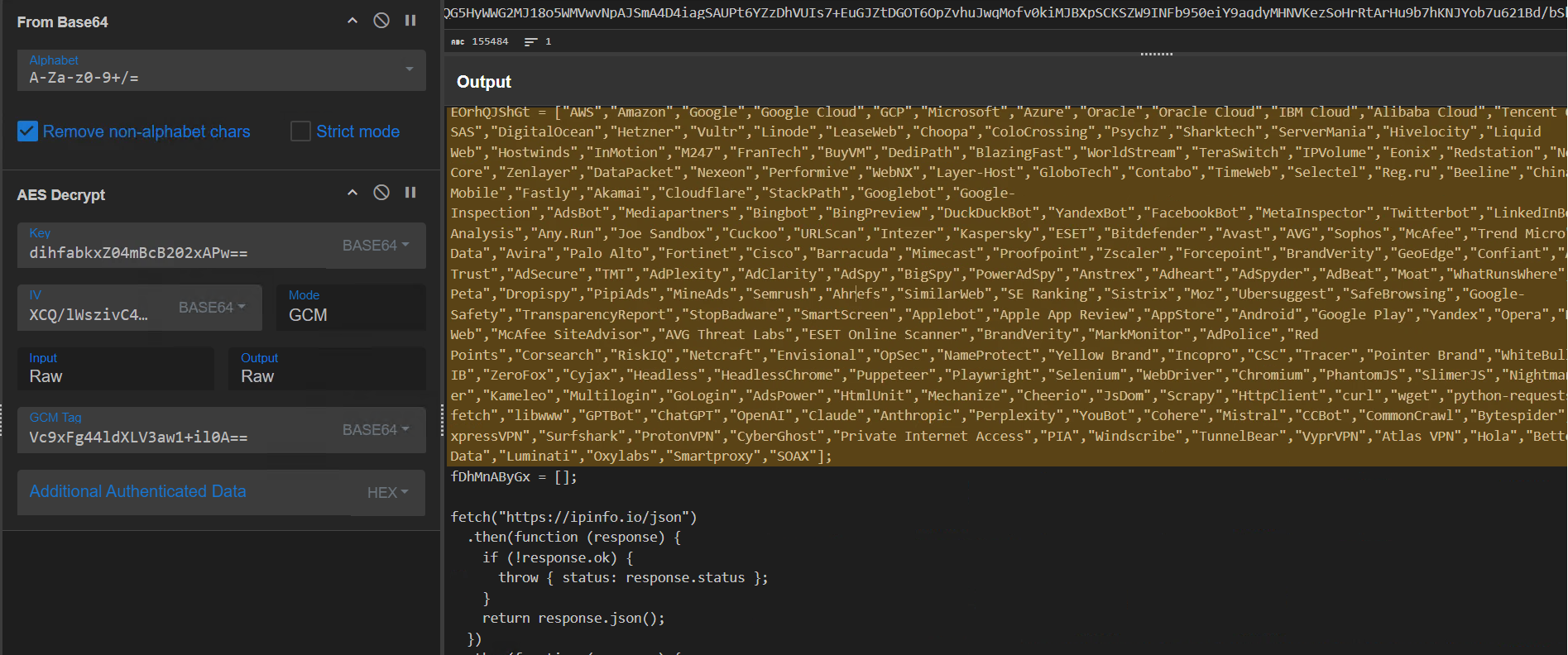 Figure 1 - 230-entry ASN owner blocklist hardcoded in the Layer 2 controller script.