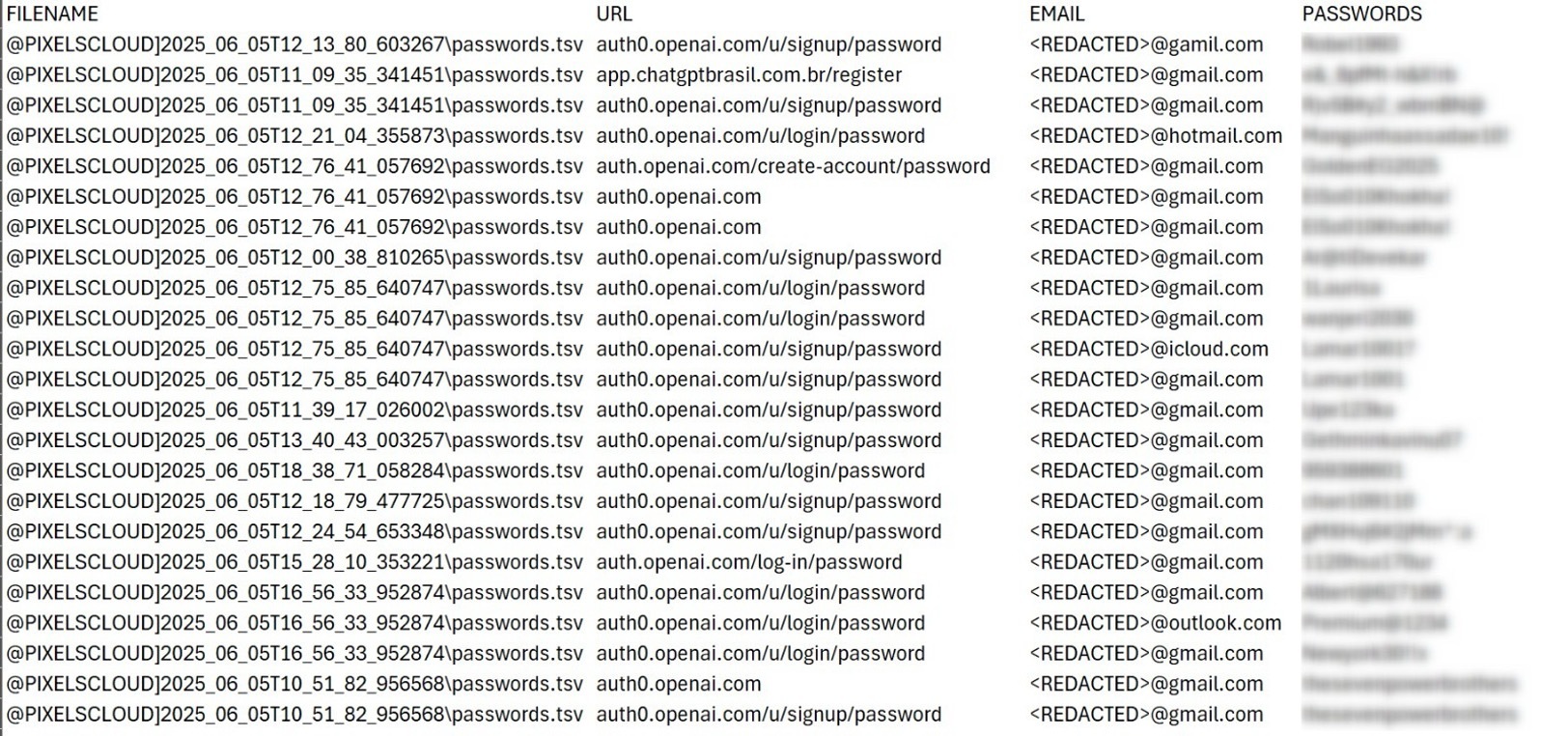 Figure 11. A FREE list of OpenAI account credentials which included the subscribers email address and password.