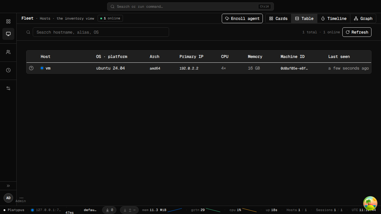 Figure 2 - Platypus Fleet Management Web UI
