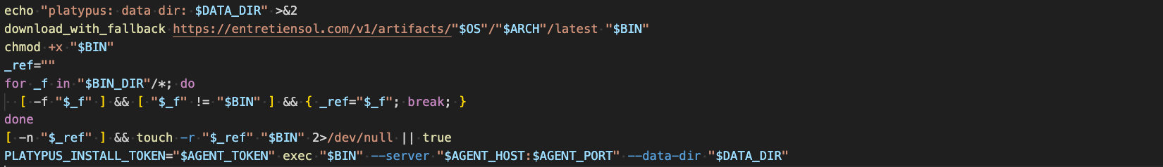 Figure 6 - Platypus agent download/install in the bootstrap script