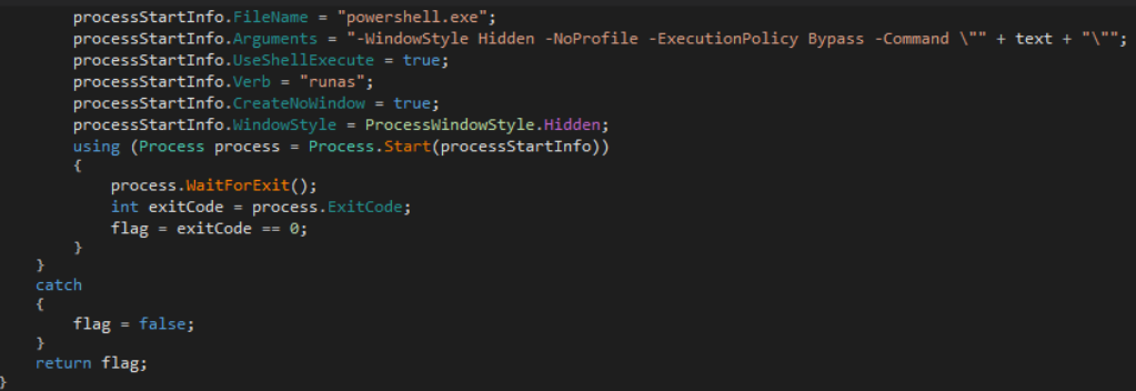 Figure 6 – Checking exit code of PowerShell process