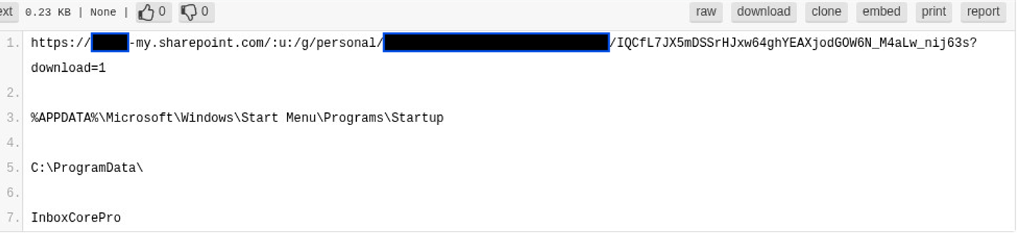 Figure 5: Pastebin Page - pastebin[.]com/G6jA0PLU
