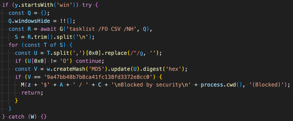 Figure 21 – Terminate if (unknown) process exists