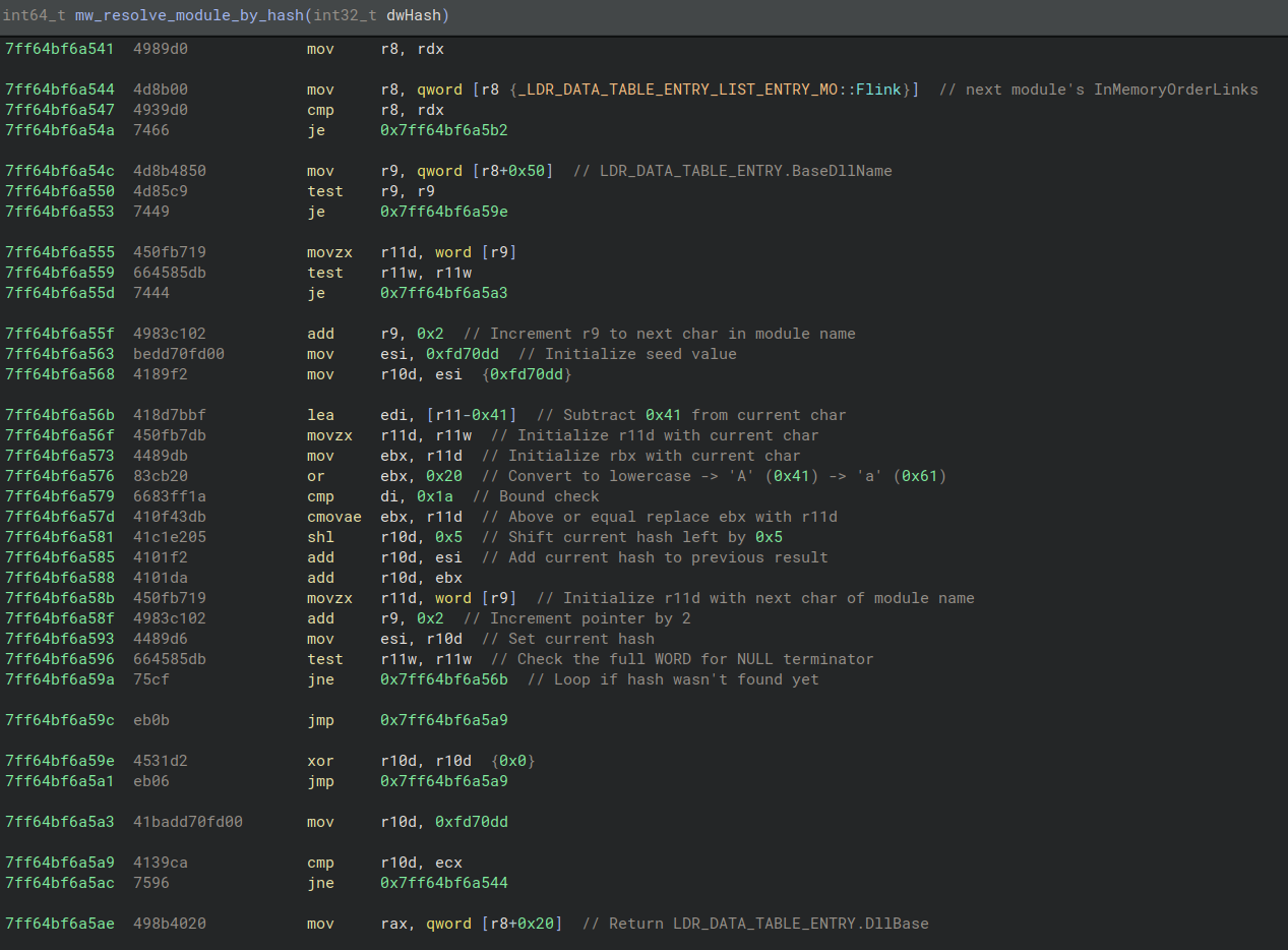 Figure 23 - Module hashing routine disassembly