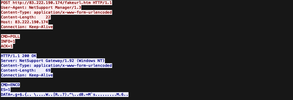 NetSupport client/server PCAP