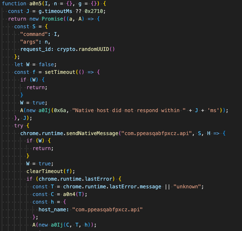 Figure 16 - Dispatcher routine responsible for relaying commands to the native messaging host