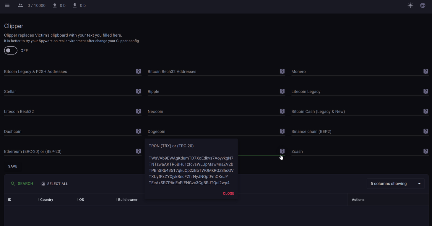 Figure 18 – Clipper administration panel menu