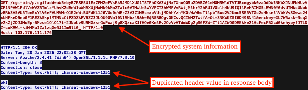 Figure 16 – Second request/response (C2 registration)