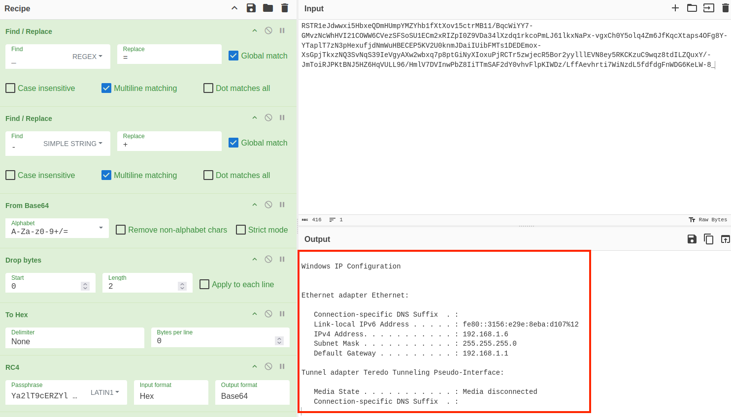 Figure 21 – IP configuration information transmitted to C2