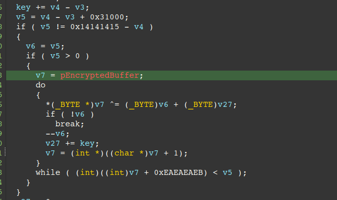 Figure 7 – Pseudo-code of unpacking loop