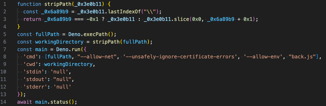 Figure 4 - app.js module that serves to launch the core module back.js
