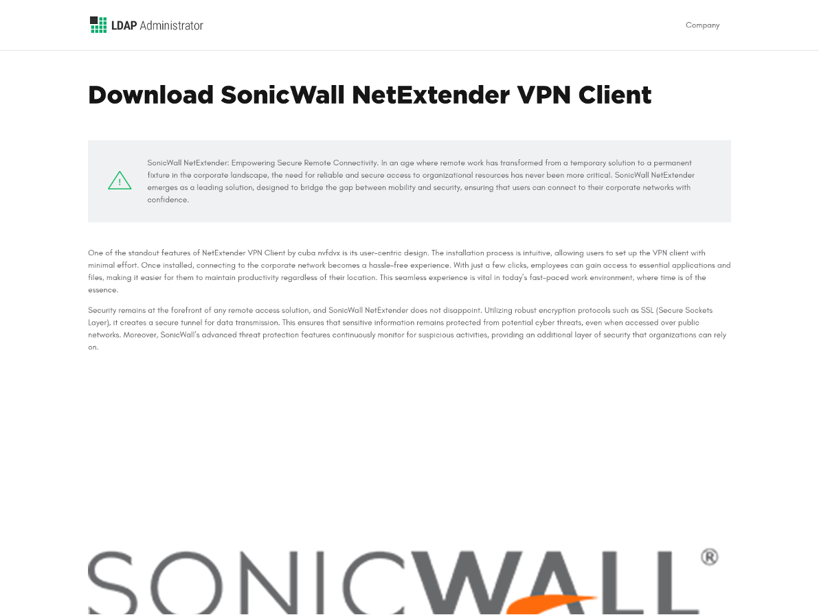 Figure 1: Example of malicious SonicWall Installer Download Page (URLScan)